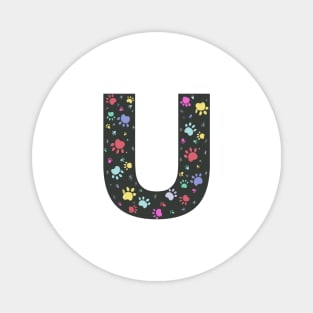 U letter  with colorful paw print Magnet